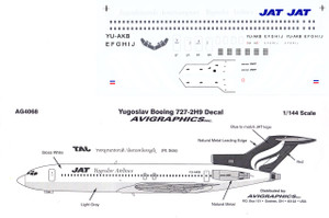 1/144 Scale Decal JAT Yugoslav 727-200