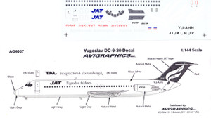 1/144 Scale Decal JAT Yugoslav DC9-30