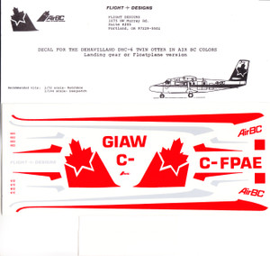1/172 Scale Decal Air BC DHC-6 Twin Otter