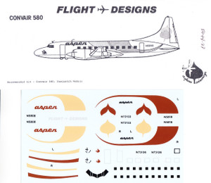 1/144 Scale Decal Aspen Airways CV-580 Brown & Tan