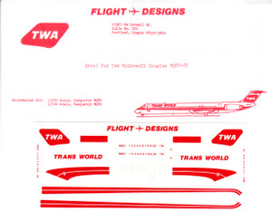 1/200 Scale Decal TWA MD-80 / 82