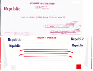 1/144 Scale Decal Republic 727-200 / 757-200