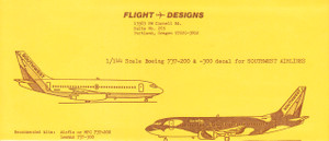 1/144 Scale Decal Southwest 737-200 / 300 Seaworld