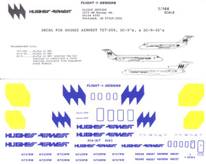 1/144 Scale Decal Hughes Airwest 727 & DC-9
