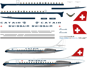 1/144 Scale Decal Swissair / Catair Caravelle