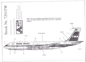 1/72 Scale Decal TWA B-720