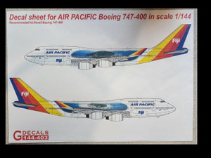 1/144 Scale Decal Air Pacific Fiji 747-400