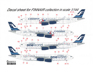 1/144 Scale Decal Finnair A-340 / 757-200 / ERJ-190 / ERJ-170 7 Liveries