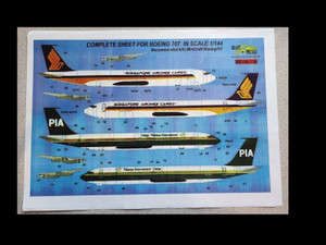 1/144 Scale Decal Singapore Airlines Cargo 707 / PIA Pakistan International Cargo 707