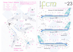 1/144 Scale Decal Cruzeiro 737-200