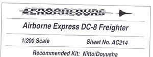 1/200 Scale Decal Airborne Express DC-8F