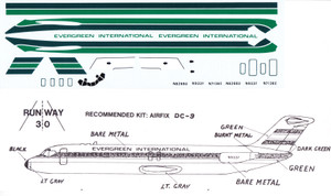1/144 Scale Decal Evergreen International Electra / DC-9