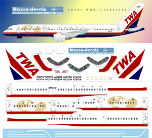 1/144 Scale Decal TWA 757-200 Last Livery