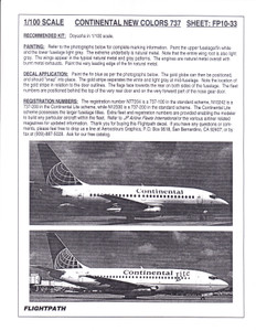 1/100 Scale Decal Continental & Continental Lite 737-200