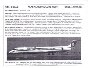 1/144 Scale Decal Alaska Airlines MD-80