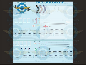 1/144 Scale Decal 787-8 / 9 Lifelike Cockpit with Detail Sheet