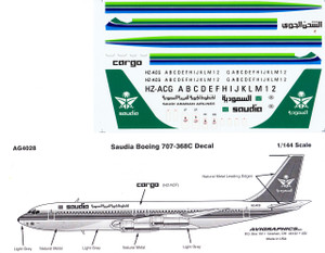 1/144 Scale Decal Saudia 707-300