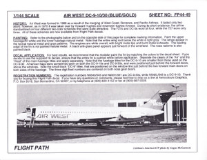 1/144 Scale Decal Air West DC9-10 / 30 BLUE / GOLD