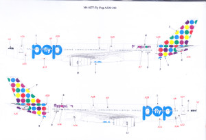 1/144 Scale Decal Fly Pop A330-343