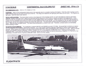 1/144 Scale Decal Continental Express F-27