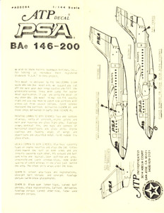 1/144 Scale Decal PSA BAe 146-200