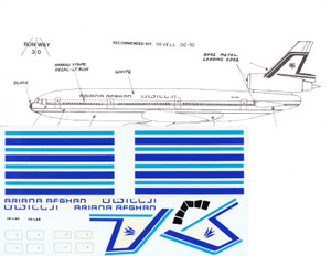 1/144 Scale Decal Ariana Afghan DC-10