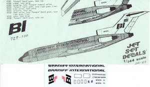 1/144 Scale Decal Braniff International 727-100