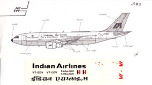 1/144 Scale Decal Indian Airlines A-300