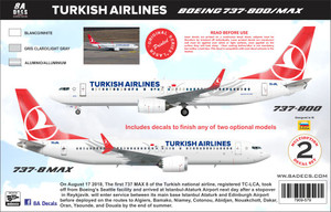1/144 Scale Decal Turkish Air 737-8 MAX