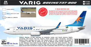 1/144 Scale Decal Varig 737-800 Final Colors