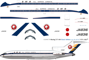 1/144 Scale Decal All Nippon Airways 727-100