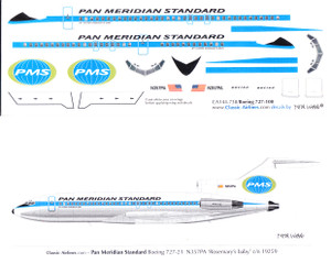 1/144 Scale Decal Pan Meridian 727-100