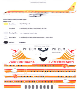 1/144 Scale Decal Surinam Airways DC8-63
