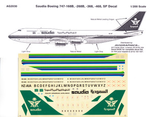 1/200 Scale Decal Saudia 747