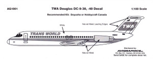 1/100 Scale Decal TWA DC9-30 / 40