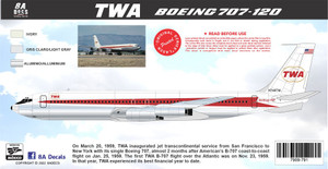 1/144 Scale Decal TWA 707-120 Twin Globe