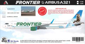 1/144 Scale Decal Frontier A-321 Crockett the Racoon