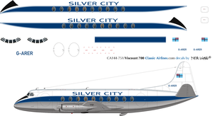 1/144 Scale Decal Silver City Viscount 700
