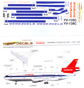 1/144 Scale Decal Viasa DC10-30 Golden Series