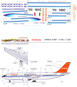 1/144 Scale Decal Viasa A-300 Golden Series