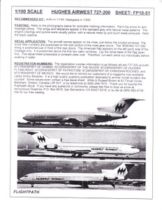 1/100 Scale Decal Hughes Airwest 727-200