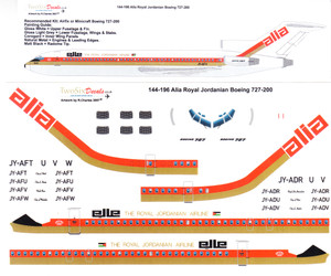 1/144 Scale Decal ALIA Royal Jordanian 727-200
