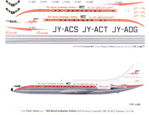 1/144 Scale Decal Royal Jordanian Caravelle