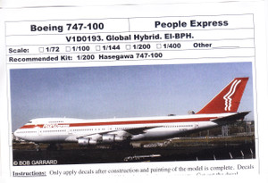 1/144 Scale Decal People Express 747-100