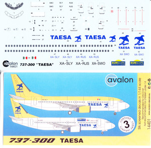 1/144 Scale Decal Taesa 737-300
