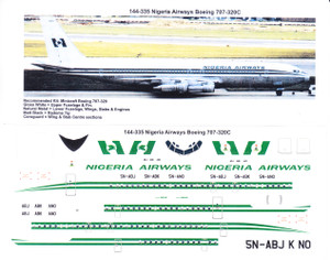1/144 Scale Decal Nigeria Airways 707-320C