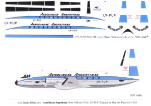 1/144 Scale Decal Aerolineas Argentinas HS-748