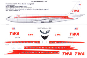 1/144 Scale Decal TWA B-720 Twin Globes