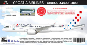 1/144 Scale Decal Croatia Airlines A-220