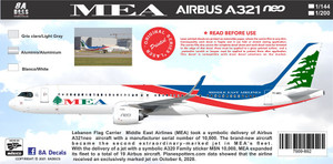 1/144 Scale Decal MEA A-321 NEO